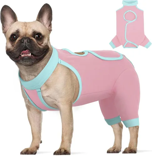 Vista 13 de ROZKITCH Manga de pierna para cirugía para perros, piernas traseras, macho y hembra para evitar lamer heridas, codo, rodillera, traje de Azul