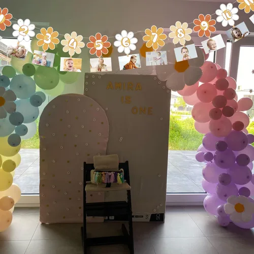 Vista 4 de Groovy One - Cartel de fotos de primer cumpleaños, decoración de fiesta bohemia con margaritas Groovy para baby shower, niña y niño, decoración