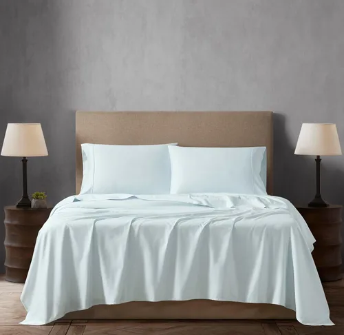 Vista 9 de Linen Closet Juego de sábanas de 4 piezas, 100% algodón, tamaño matrimonial, color marfil, 400 hilos, tejido satinado, sábana bajera de bolsillo