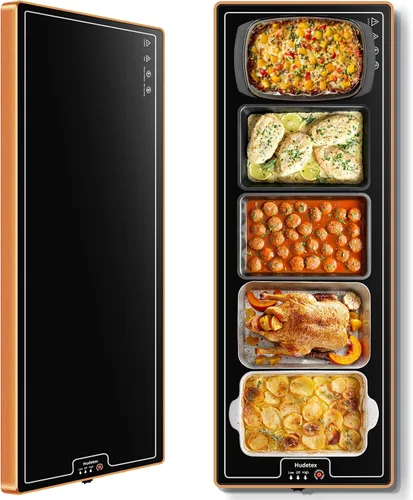 Vista 13 de Tapete de calentamiento para alimentos, L, 22 x 14 pulgadas, bandeja de calentamiento eléctrico de vidrio templado, color negro Keep Food
