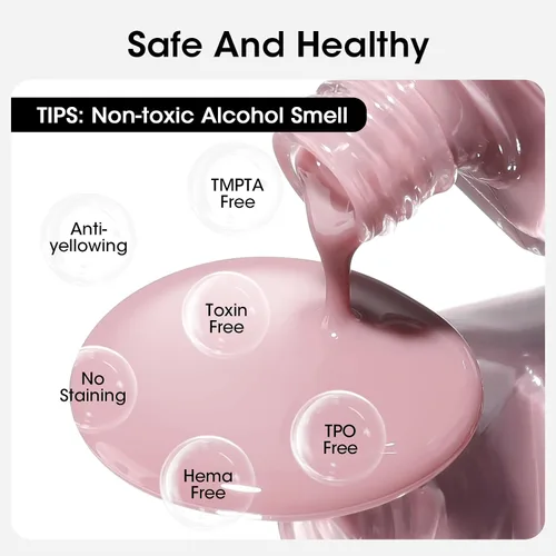 Vista 8 de GELLEN Corrector de Uñas Base Iluminador 4 en 1 Rosa Púrpura Empolvado, Fortalecedor de Uñas Malva Transparente de Otoño Relleno de Crestas