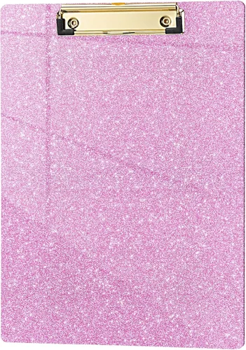 Vista 43 de Hongri Portapapeles de Plástico y Acrílico con Purpurina, 8.5x11" Portapapeles Tamaño Carta A4 Estándar para Aula, Profesor, Mujeres. Bonito