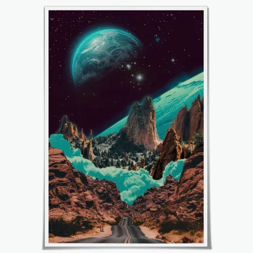 Vista 9 de WLZWD Retro Funky 70s style woman at a Party art Print Cocktails Disco Ball Wall Art Vintage Trendy Female Portrait Art Poster Warm Colour Palette