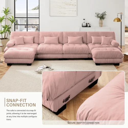 Vista 71 de Sofá Seccional Modular Extragrande de 93.7 pulgadas, Sofá de Dos Plazas Cloud Couch con Almohadas y Cojín Extra Grueso para Sala de Estar, Cine