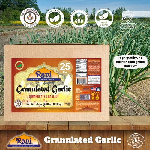 Vista 4 de Ajo granulado Rani (ajo molido grueso) 400 onzas (25 libras) caja a granel de 25.0 lbs ~ Todo natural Apto para gluten Vegano Sin OMG Kosher