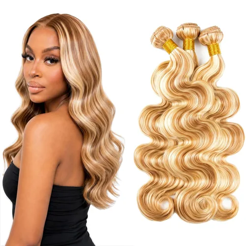 Vista 160 de P4613 Cabello humano rizado onda profunda marrón y paquetes mixtos 8 10 12 P4613 Ombre Marrón-Rubio-DP