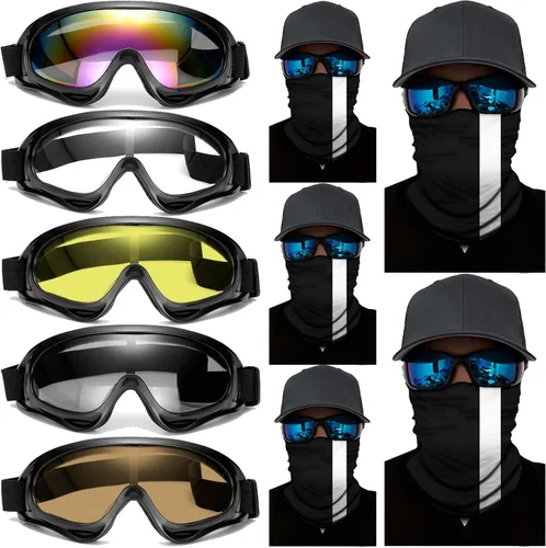 Vista 10 de 10 Packs Motorcycle Accessories, 5PCS Dirt Bike Ski Goggles Dustproof Windproof Safety Glasses and 5PCS Face Masks