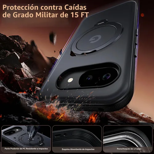 Vista 5 de Oneagle Soporte magnético giratorio de 360° para Google Pixel 10a funda translúcida [compatible con MagSafe], funda delgada mate para teléfono Pixel