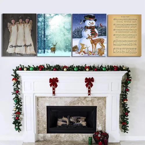 Vista 5 de Sunwes Lienzo de arte de pared de Navidad de ángel DIY, pintando tu propio ángel en lienzo