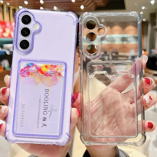 Vista 4 de Tuokiou para Samsung Galaxy A16 Funda, Fundas Protectoras Transparentes con Ranura para Tarjetas, Funda Cartera de TPU Suave Ajuste Delgado