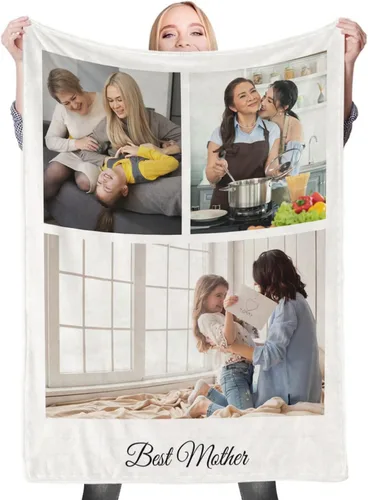 Vista 28 de Regalos de cumpleaños personalizados, manta personalizada con mis propias fotos para mujeres, hombres, mamá, papá