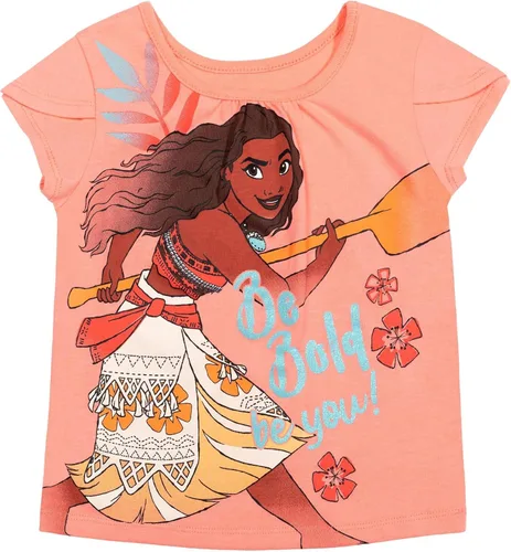Vista 2 de Disney Princess Moana Frozen - Conjunto de 3 piezas de camiseta de tul con falda de malla y coletero para niñas pequeñas y grandes