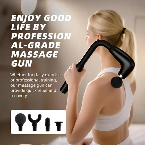 Vista 2 de Pistola de masaje con mango de extensión mejorado, pistola de masaje de espalda de tejido profundo, masajeador de espalda para aliviar el dolor