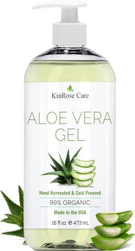 Vista 6 de KinRose Care, Gel de Aloe Vera Orgánico de 12 oz para Rostro, Piel, Cabello y Alivio de Quemaduras Solares - De Aloe Vera 100 Por Ciento Puro
