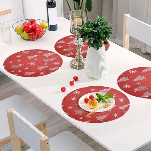 Vista 6 de Stylized Planket Christmas Trees Table Placemat, Non Slip Heat Resistant Place Mats for Dinner Table for Kitchen one sizex1