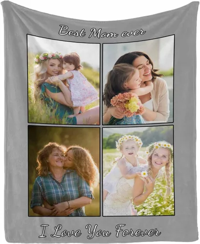 Vista 19 de InterestPrint Manta con foto, regalos personalizados para mamá, manta de collage de fotos personalizada para mamá de hija e hijo para cumpleaños