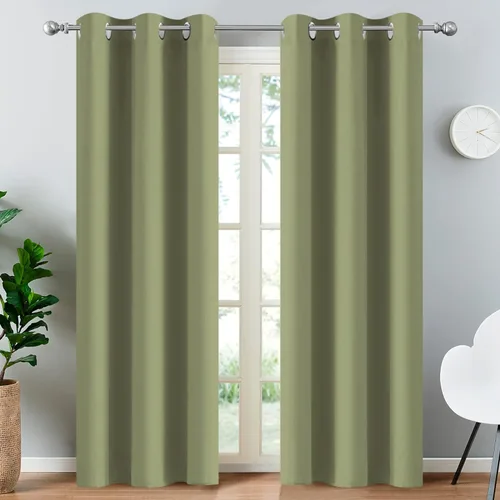Vista 30 de Yakamok Cortinas opacas para dormitorio, aislamiento térmico, cortinas de oscurecimiento de habitación para sala de estar, juego de 2 paneles