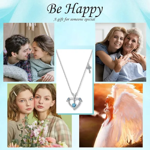 Vista 7 de Collar de plata de ley S925 con dije de unicornio, collar con dije de corazón, joyería para mujeres, mamá, novia