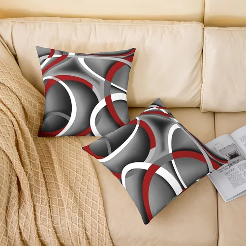 Vista 2 de Castle Fairy Fundas de almohada modernas con estampado de líneas geométricas de doble cara de 16 x 16 pulgadas, fundas de almohada de espirales