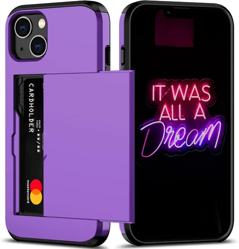 Vista 14 de Nvollnoe Funda para iPhone 13 con tarjetero [almacena 5 tarjetas] Funda tipo cartera de doble capa resistente a prueba de golpes con ranura oculta