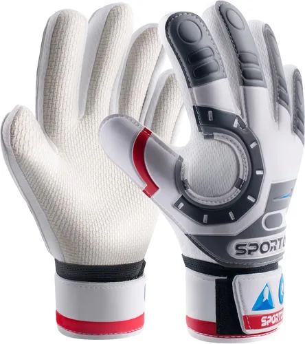 Vista 15 de Sportout Guantes de portero para niños, guantes de fútbol con doble protección en la muñeca y material de látex resistente al desgaste