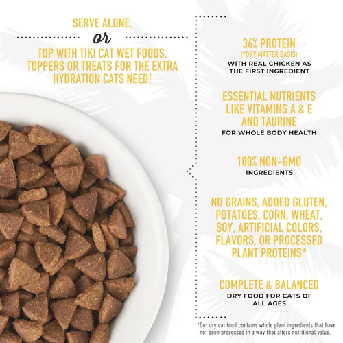 Vista 5 de Tiki Cat Born Carnivore Indoor Health, harina de pollo y pavo, bolsa de 6