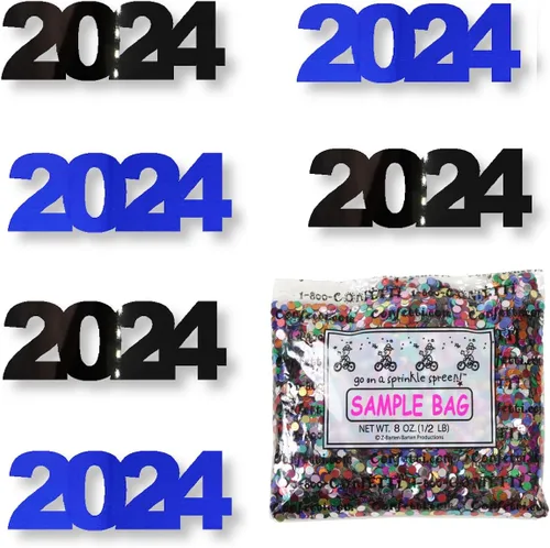 Vista 11 de Confetti Year 2024 Negro, Azul Royal Combo - 2 bolsas de media onza (1 oz)