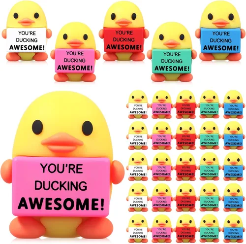 Vista 13 de Gejoy 25 piezas de mini figuras de pato, coloridos regalos motivacionales positivos, decoraciones inspiradoras de animales para graduación