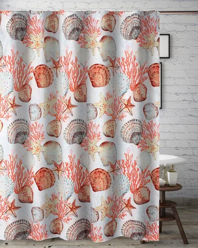 Vista 13 de Greenland Home Fashions Cortina de ducha de tela Sensations, decoración elegante para el baño, lavable a máquina, 72 pulgadas x 72 pulgadas, Atlantis