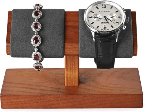 Vista 12 de Oirlv Organizador de pulsera con soporte de exhibición de reloj doble de Doble blanco cremoso