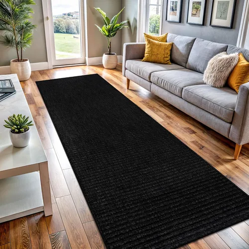 Vista 10 de Tapete de Puerta de Yute Fácil 2x3 Pies Interior Exterior Alfombras Naturales Alfombra de Fibra Sólida Alfombra de Área Tejida Boho Fácil de Limpiar