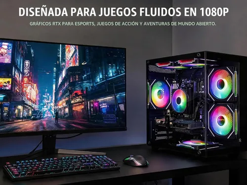 Vista 4 de PC para juegos, RTX 3060 Ti 8GB, AMD Ryzen 5 5500, 16 GB de RAM