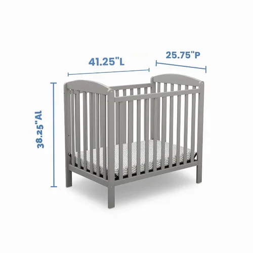 Vista 8 de Delta Children Emery - Mini cuna convertible con colchón de 2.75 pulgadas, color gris