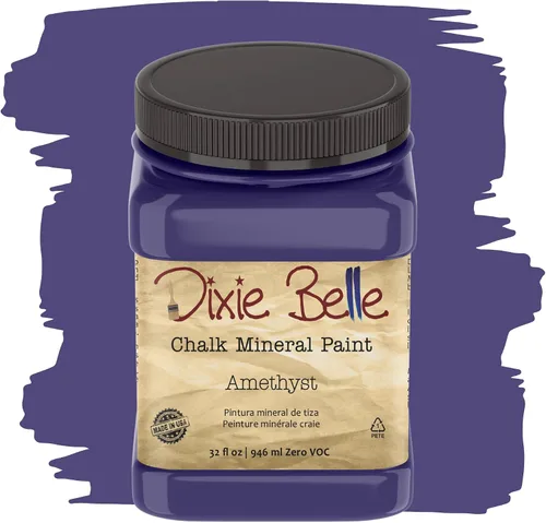 Vista 402 de Pintura para muebles con acabado de tiza Dixie Belle Paint Company - Amatista (4oz) - Pintura mineral de tiza chic púrpura profundo mate