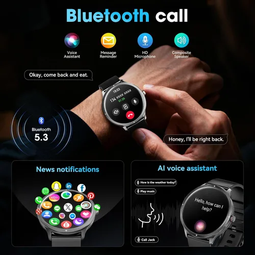 Vista 2 de Reloj inteligente, reloj inteligente AMOLED de 1.75 pulgadas para hombres y mujeres (respuesta/hacer llamadas), rastreador de actividad física