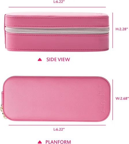 Vista 3 de SANQIANWAN Pequeña caja organizadora de viaje de joyería con estuche portátil de cuero sintético para collares, anillos, aretes, regalos para novia