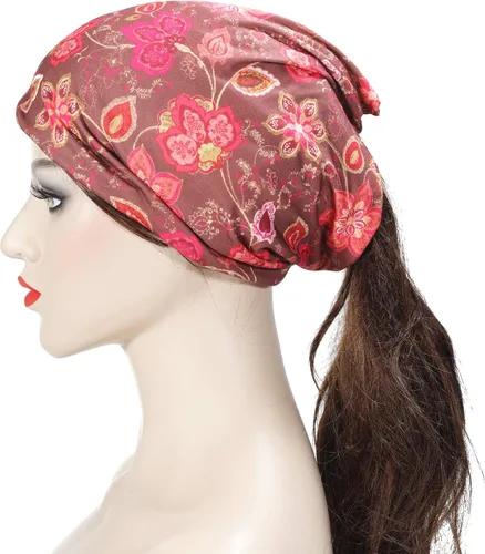 Vista 3 de ZLYC Gorro holgado de moda para mujer, para verano, bufanda infinita, gorro de calavera