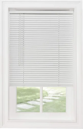 Vista 2 de Mini persiana sin cordón, de 1 pulgada. Persianas para ventanas con filtro de luz, mini persiana horizontal de vinilo (blanco, 36x64)