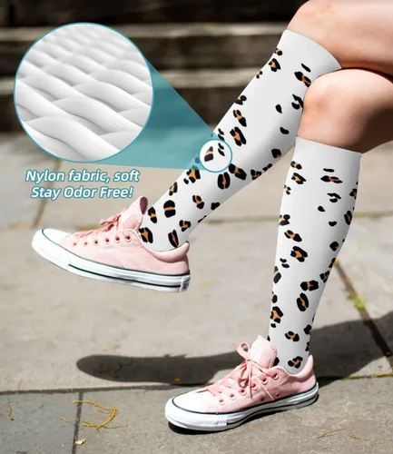Vista 4 de FuelMeFoot Calcetines de compresión para mujeres y hombres, para circulación, con soporte graduado, hasta la rodilla, para enfermeras, viajes