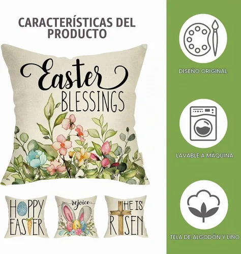 Vista 3 de Fahrendom Funda de almohada decorativa con diseño de conejito de huevos