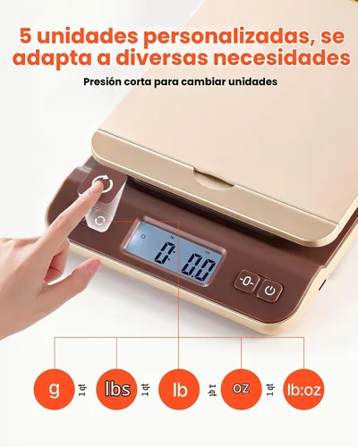 Vista 3 de VEVOR Báscula postal de envío digital, alta precisión de 0.1 oz, escala postal de 88 libras con función de sujeción/tara/apagado automático, diseño