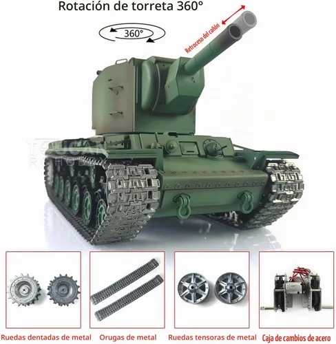 Vista 2 de Actualizado Ver 1/16 Soviético Kv-2 Tk7.0 Rc Tanque Gigante Henglong 3949 360° Torreta Ir Bb Airsoft Barril Recoil Efecto Humo