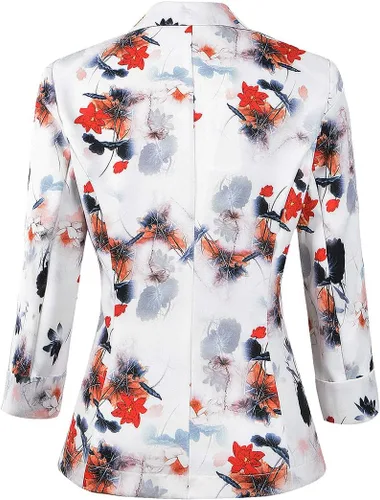 Vista 2 de Chaqueta de trabajo de oficina ligera de manga 34, estilo novio, para mujer