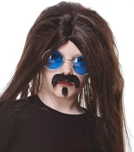 Vista 4 de Mustaches Bigote y barba falsos de Zappa autoadhesivos para niños, novedoso, pequeño pelo facial falso, accesorio de disfraz para niños, color negro