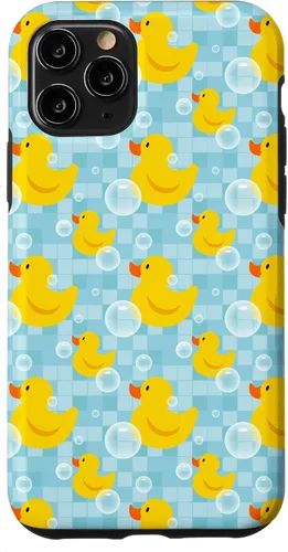 Vista 27 de Funda de goma amarilla para iPhone 16 con patrón de patos y patos