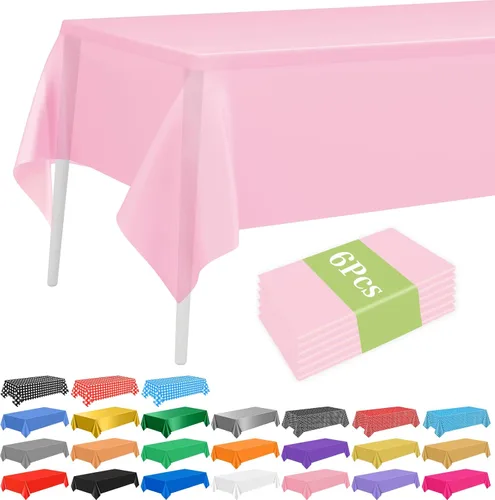 Vista 28 de PLULON 6 Pzas Manteles de Colores Arcoíris de Plástico Desechables Cubierta de Mesa para Mesas Rectangulares 54 x 108 Pulgadas Mantel Impermeable