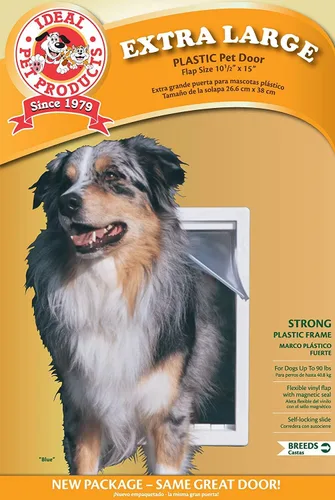 Vista 3 de Ideal Pet Products - Puerta original para mascotas con marco telescópico, extragrande, tamaño de solapa de 10.5 x 15 pulgadas