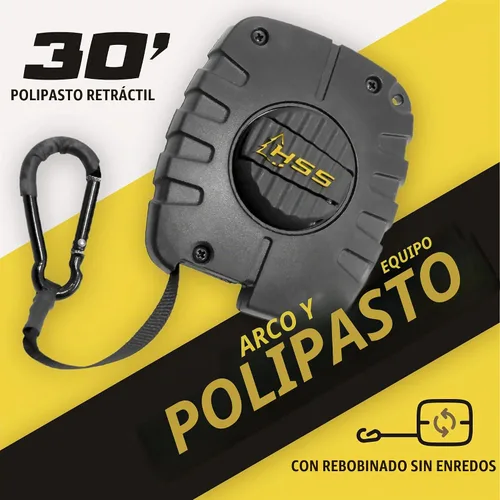 Vista 3 de Hunter Safety System Bow & Gear Hoist: 30' Automatic Unwinding Pull Line with Coated Carabiner, Lightweight Rewind System for Lifting Bows, Packs &