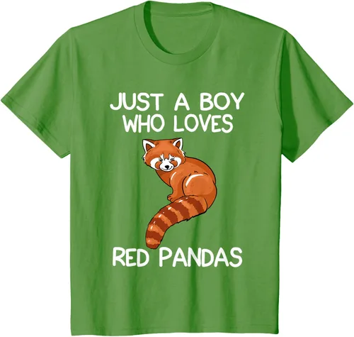 Vista 83 de Just A Boy Who Loves Red Pandas Gift - Camiseta con diseño de panda roja, Negro, S