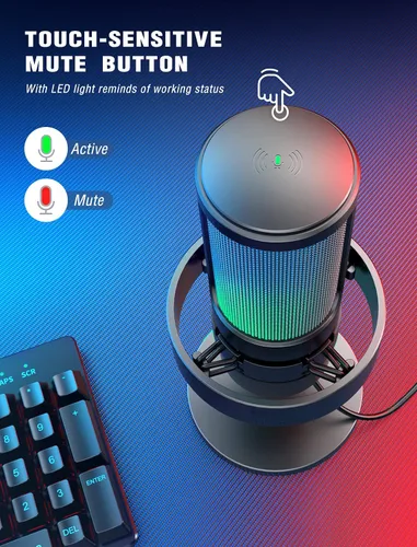 Vista 4 de FIFINE Micrófono para juegos, micrófono USB para PC, para transmisión, podcasts, grabación, micrófono de escritorio de computadora de condensador